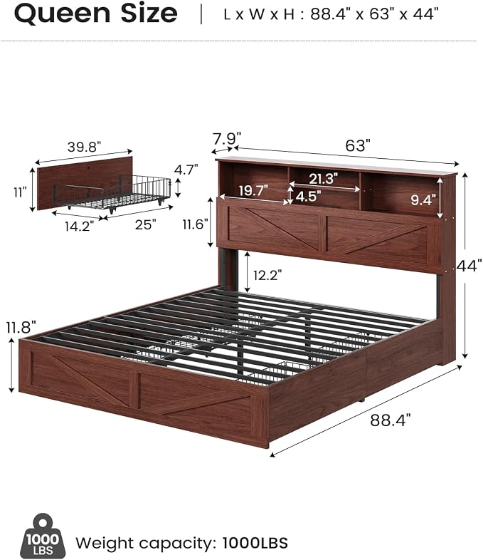 AOGLLATI Farmhouse Queen Bed Frame - Image 2