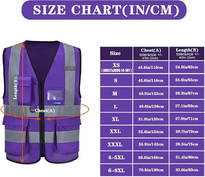 Hi Reflective Safety Vest, Hi Vis Bright Neon Colors Safety Vest - Image 2