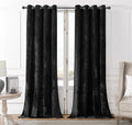 SMILETIME Black Crushed Velvet Curtains 52x84 inch Luxurious Thermal Insulated by SMILETIME