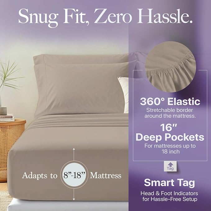 Carressa Linen 100% Egyptian Cotton King Size Sheets Set - Image 5