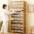 Bamboo Shoe Cabinet with Acrylic Door, 10-Tier Shoe Storage Rack, 40-45 Pairs - Image 6