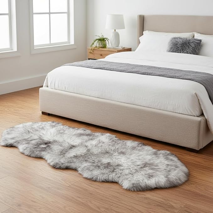 Premium Genuine Sheepskin Rug 2' x 6' Long Fur Soft & Natural Bedside Area Rug - Image 6