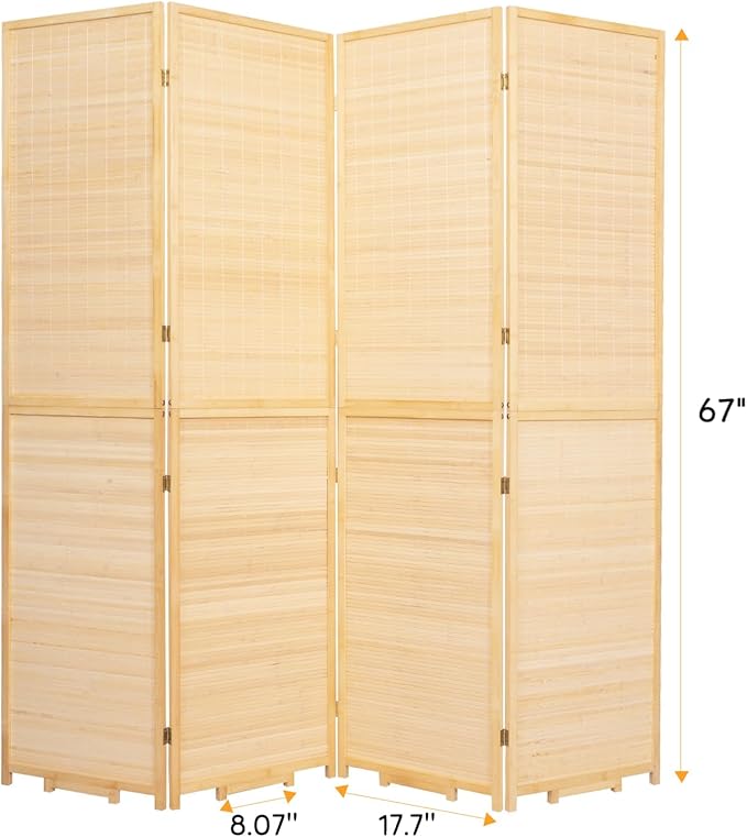 Bamboo Room Divider Folding Privacy Screens, Wall Divider - Image 5