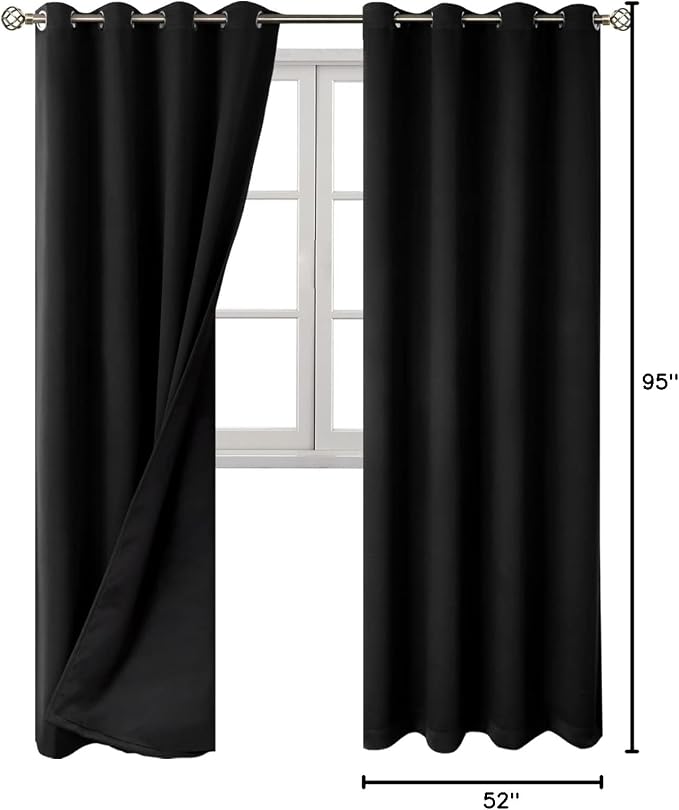 BGment Black Blackout Curtains 95 Inches Long 2 Panels Set - Image 9