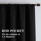 Blackout Curtains for Bedroom 1 Panel, Custom Curtains Thermal Insulated Black - Image 2