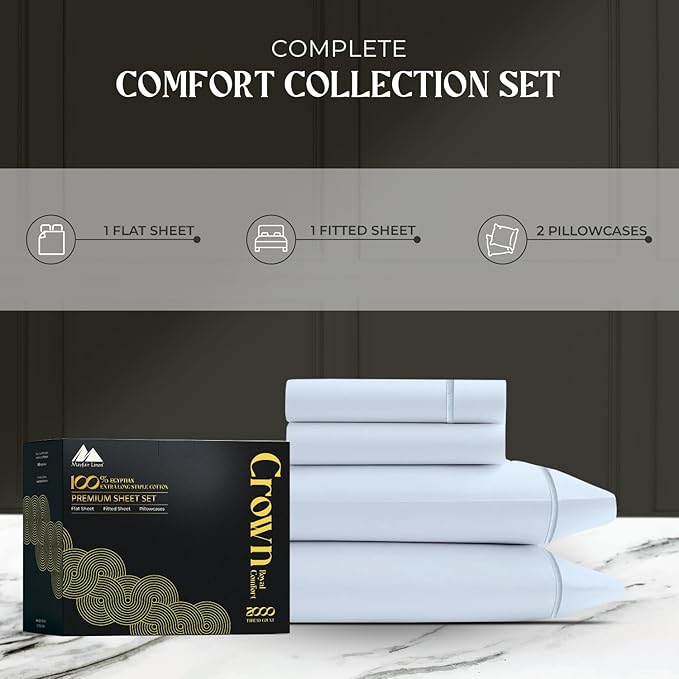 Mayfair Linen 100% Egyptian Cotton Queen Sheets Set - Image 4