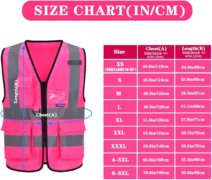 A-SAFETY Pink Safety Vests for Women, Working Safety Vest - Image 2