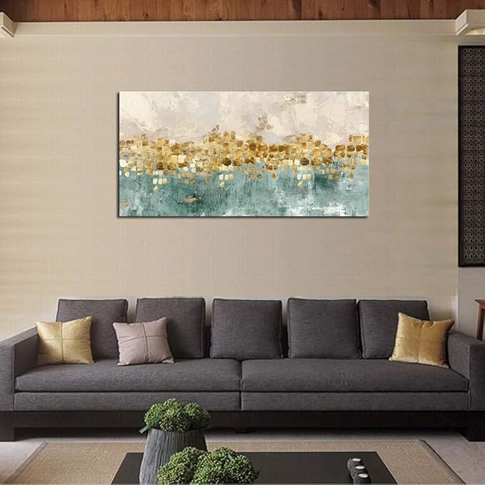 DZL Art A74650 brown And blue Abstract Painting Modern Decor Wall Art Tan color - Image 5