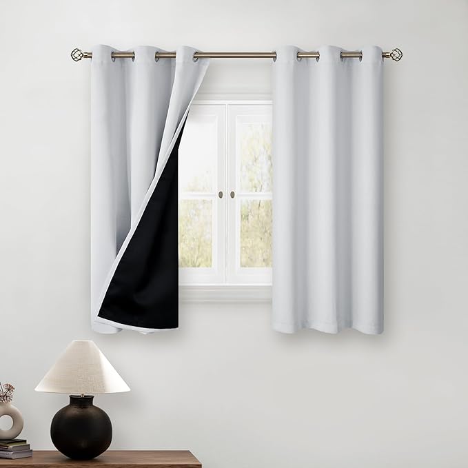 BGment Greyish White Short Blackout Curtains by BGment