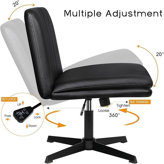 PUKAMI Criss Cross Legged Office Chair, Armless Office Desk Chair No Wheels - Image 7