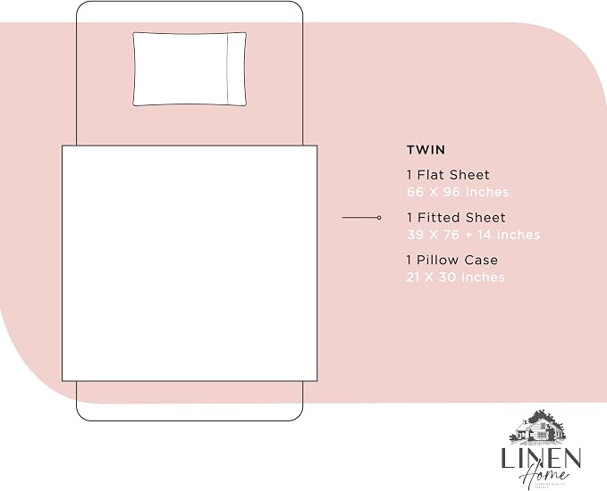 Linen Home 100% Cotton Percale Sheets Twin Size, English Rose, Deep Pocket - Image 6