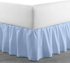 Light Blue Solid Ruffled Bed Skirt Twin-15 Inch Drop Split Corner, Microfiber - Image 4