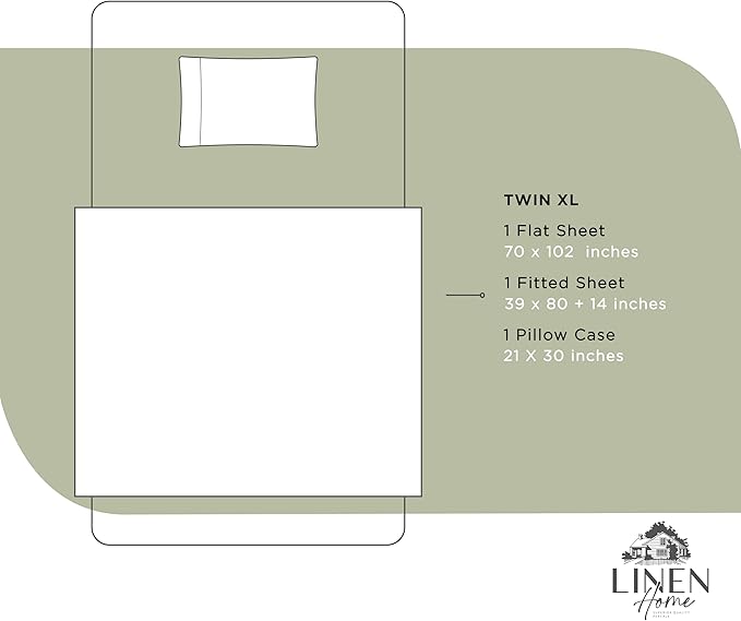 Linen Home 100% Cotton Percale Sheets Twin XL Size, Deep Pocket, 3 Pieces Set - Image 6