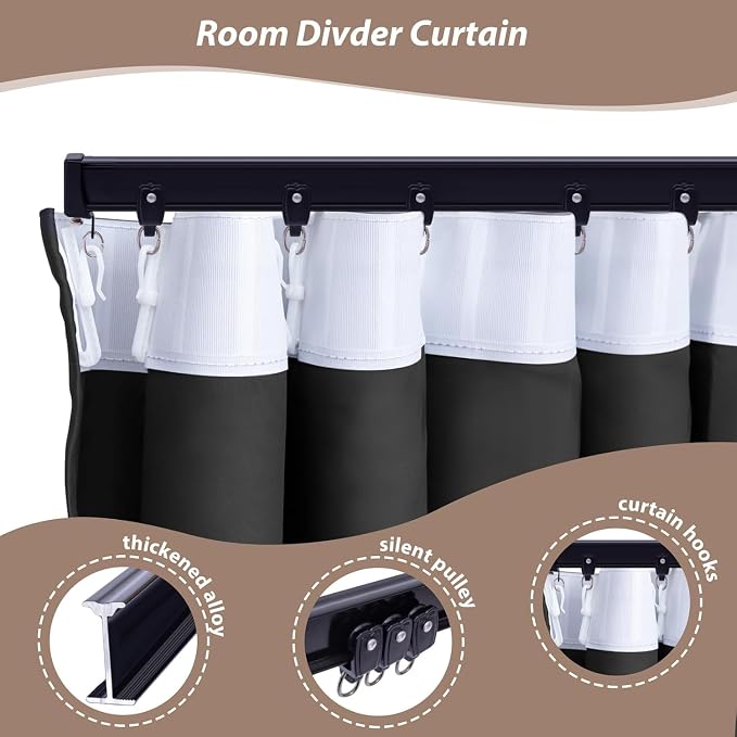 Room Divider Curtains with Ceiling Curtain Track Set Window Curtain - Image 5