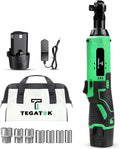 Cordless Electric Ratchet Wrench Set, 40FT-LBS 3/8" Ratchet, 12V Cordless by Tegatok