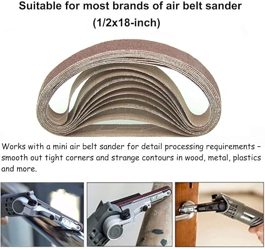 1/2 x 18 Inch Aluminum Oxide Sanding Belt, 6 of Each 80/120/150/240/400 - Image 6