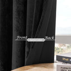 SMILETIME Black Crushed Velvet Curtains 52x84 inch Luxurious Thermal Insulated - Image 4