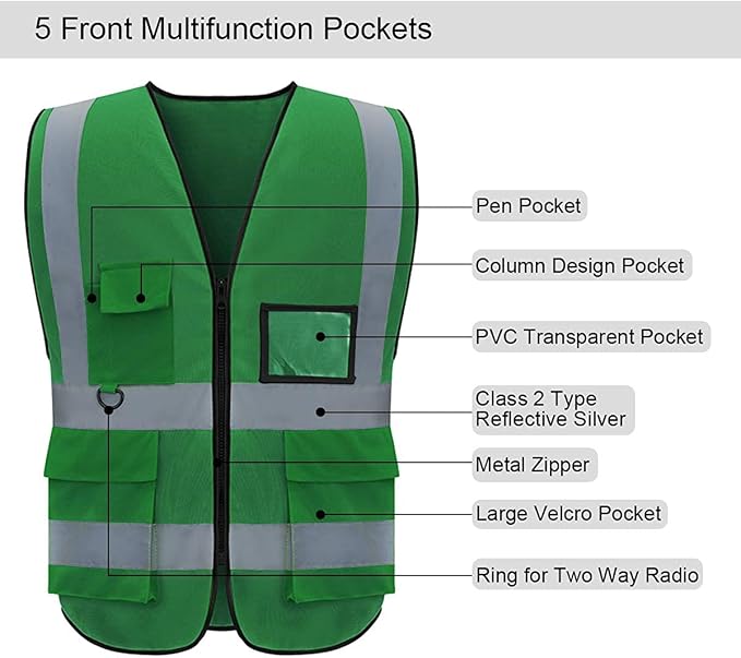 BeautyWill Custom Safety Vest Customized Logo Class 2 High Visibility - Image 3