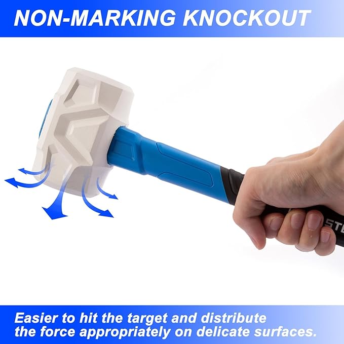 Real Steel Rubber Mallet Hammer 16 OZ White Rubber Hammer - Image 2