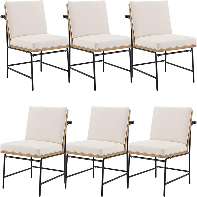 Modern Dining Chairs Set of 6, Comfy PU Leather Side Chairs Upholstered by Ya-Home
