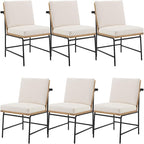 Modern Dining Chairs Set of 6, Comfy PU Leather Side Chairs Upholstered by Ya-Home
