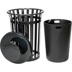 Global Industrial Heavy-Duty 36 Gallon Capacity Outdoor Metal Slatted Trash - Image 2