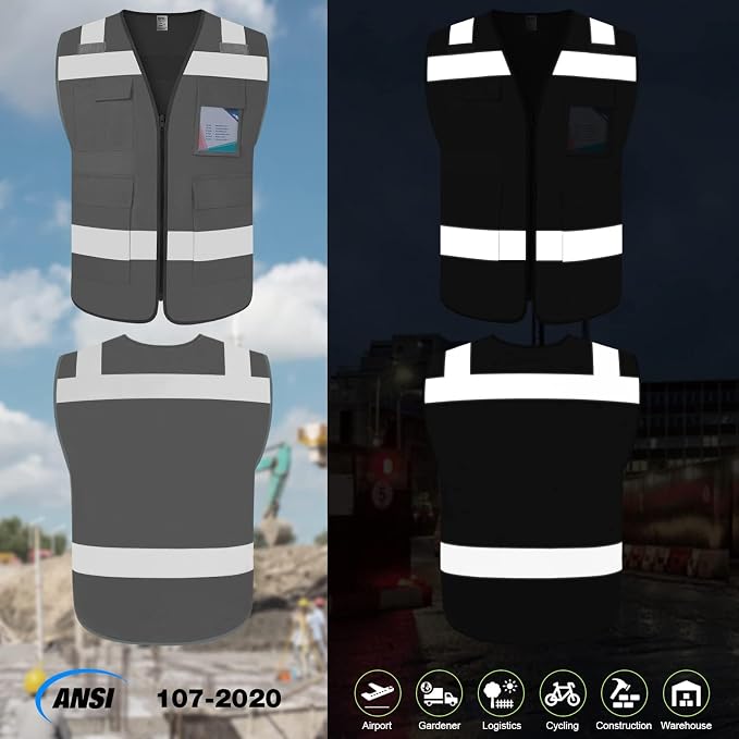 TCCFCCT Safety Vest for Men Women 5 Pockets Reflective Vest - Image 2