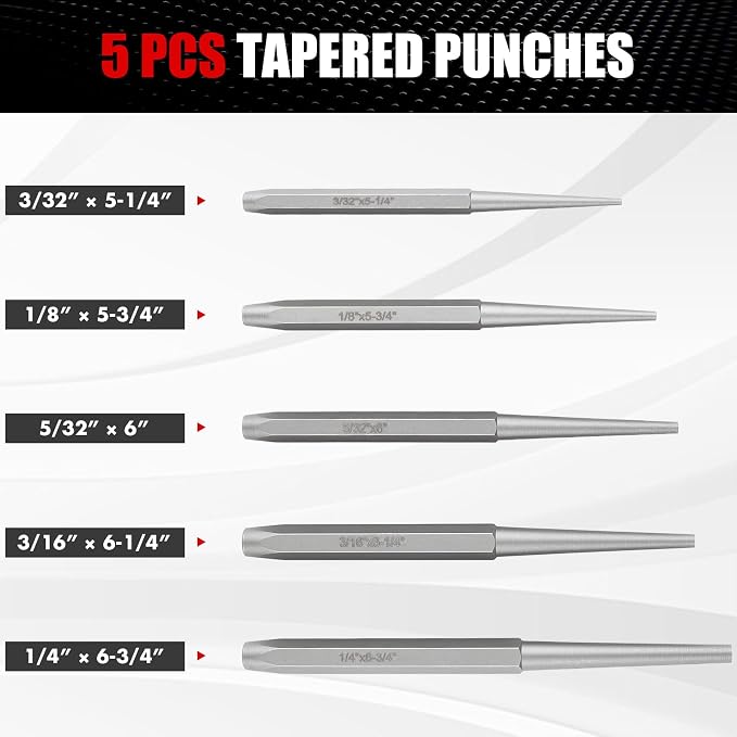 16 Pcs Punch and Chisel Set, Including Taper Punch, Center Punch, Pin Punch - Image 2