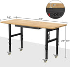 60" Adjustable Workbench, Heavy-Duty Work Table, 3000 LBS Load Capacity - Image 5
