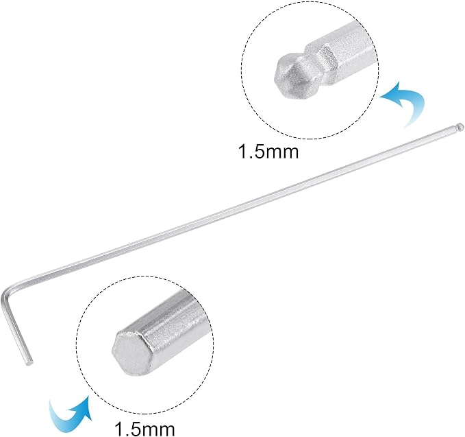 TOP-VIGOR 1Pc 1.5mm Ball End Hex Key Wrench, L Shaped Long Arm Allen Wrench - Image 3