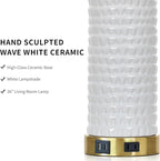 26" White Table Lamps for Living Room Set of 2, Ceramic Bedroom Lamps for - Image 6