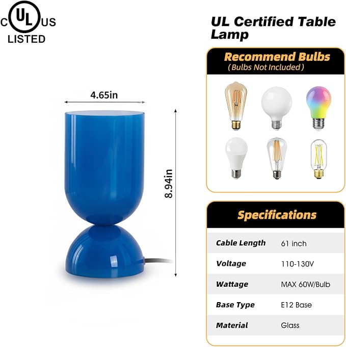 8.9" Modern Glass Table Lamp for Living Room, Dimmable Desk Lamps for Bedroom - Image 2