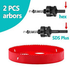 9 inch / 230mm Hole Saw with SDS Plus Arbor and Hex Shank Arbor, HSS Bi-Metal - Image 2