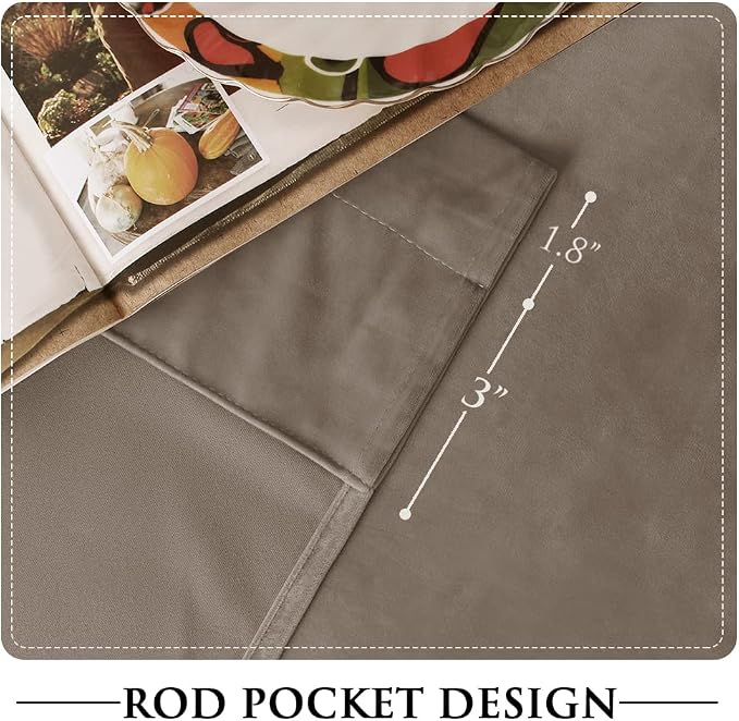 StangH Taupe Velvet Room Darkening Curtains Premium Soft Thermal Insulated - Image 3