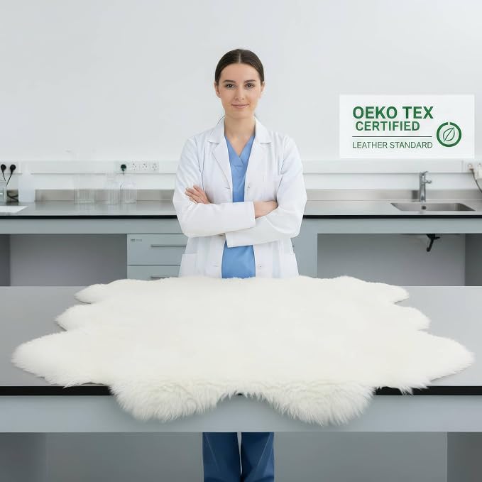 Premium Genuine Super-Soft Sheepskin Rug Large Six Pelt Natural Non-Dyed Fur - Image 6