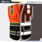 JKSafety 9 Pockets Hi-Vis Fluorescent Color Mesh Reflective Safety Vest - Image 3