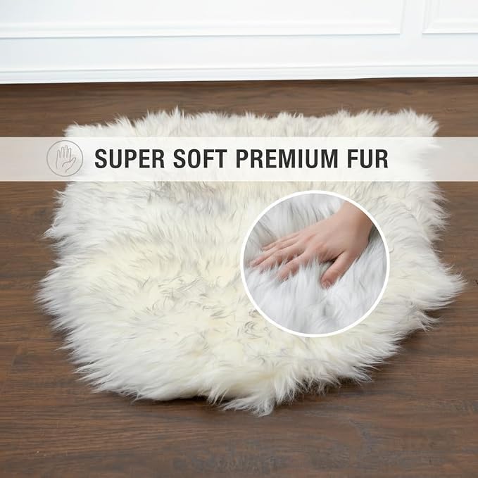 Super Area Rugs Gray & White Mix Sheepskin Rug Genuine Single 2x3ft Pelt Fluffy - Image 5