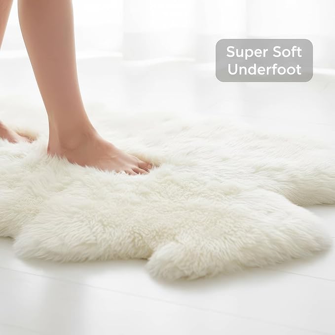 Premium Genuine Super-Soft Sheepskin Rug Large Six Pelt Natural Non-Dyed Fur - Image 3
