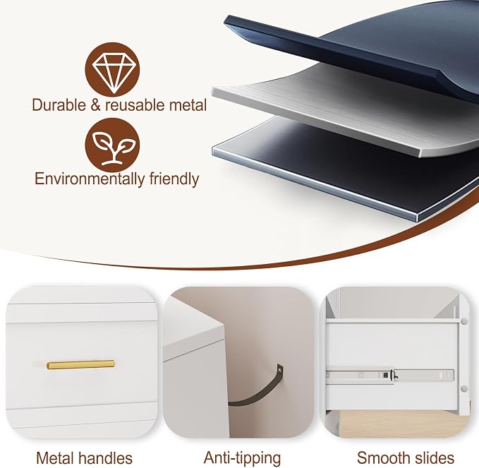 Metal Small Dresser for Bedroom, 3 Drawer Dresser - Image 4
