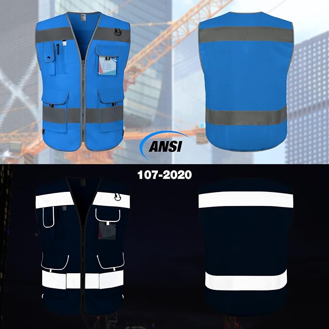 TCCFCCT Reflective Vest 9 Pockets High Visibility Safety Vest - Image 2