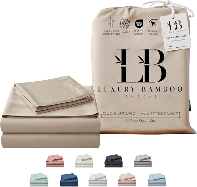 Luxury Bamboo Market | King Size Bed Sheet Set | 100% Viscose Made from Bamboo by LuxuryBambooMarket