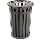 Global Industrial 36 Gallon Outdoor Slatted Steel Round Trash Can by GlobalIndustrial