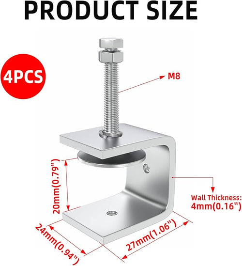 1 Inch Stainless Steel Heavy-Duty Clamp, Stainless Steel C-Shaped Clamp - Image 2