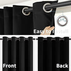 BGment Black Blackout Curtains 95 Inches Long 2 Panels Set - Image 6