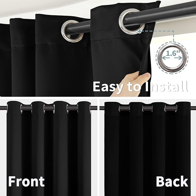 BGment Black Blackout Curtains 95 Inches Long 2 Panels Set - Image 6