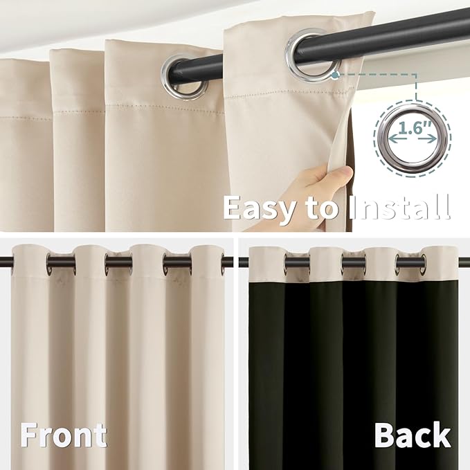 BGment Thermal Insulated 100% Blackout Curtains 63 Inch Length 2 Panels - Image 6