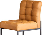 Brown Faux Leather Dining Chairs Set of 2, Mid-Century Modern Dining Room Chairs - Image 8