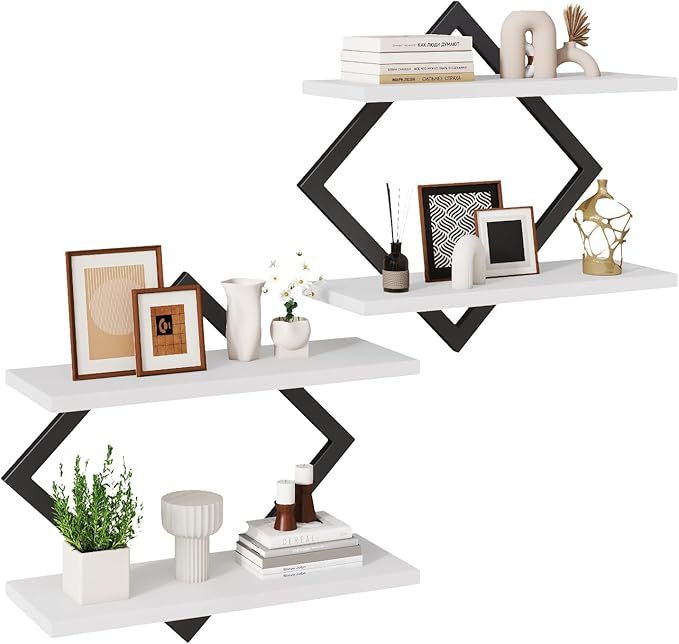 IBUYKE Floating Shelves, 15 Inch Wall Shelf Set of 2, Wall Mounted Shelves by IBUYKE