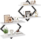 IBUYKE Floating Shelves, 15 Inch Wall Shelf Set of 2, Wall Mounted Shelves by IBUYKE