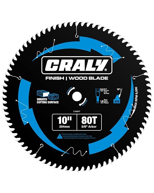 CRALY 10 Inch 80 Teeth Ultra Fine Finish Wood Cutting Circular Saw Blade by CRALY